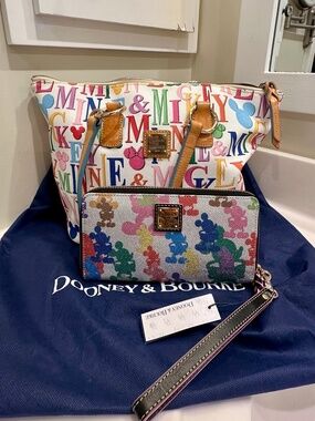 Disney Dooney & Bourke Rainbow White & 10th Anniv Mickey Wristlet NWT